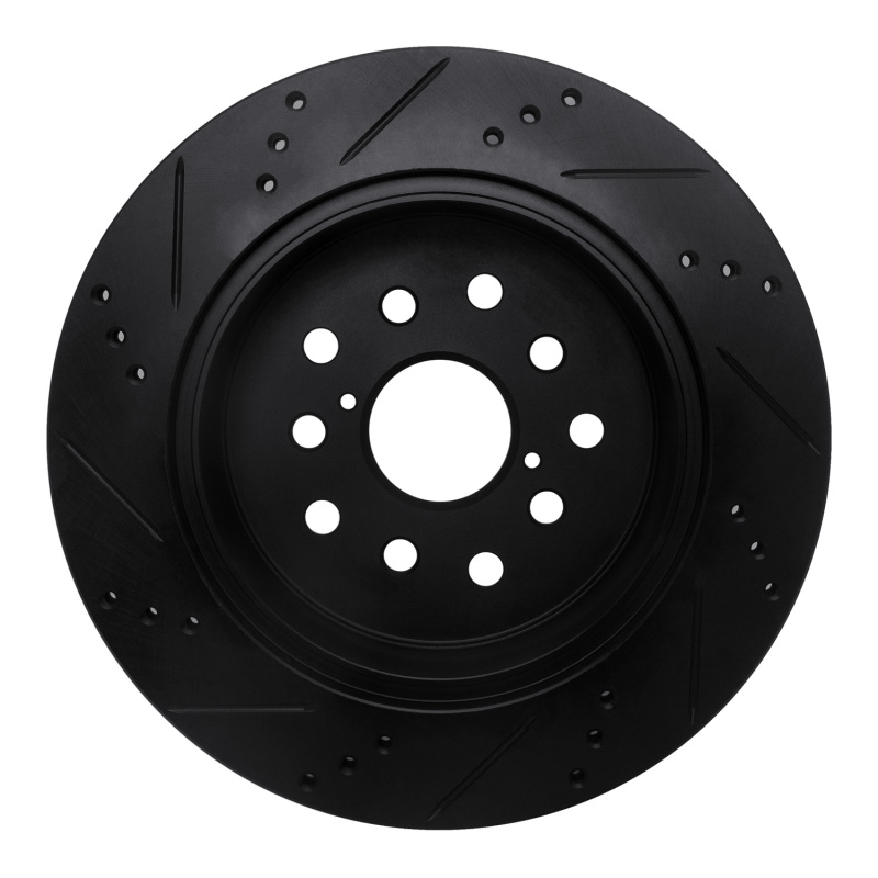 Lexus LS430 Brake Rotor (1) - Rear Right - R1 Concepts - Drilled & Slotted - Black - `01-`06